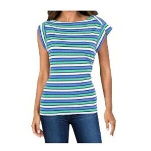 Anne Klein Plus Size Multi Stripe Top Clover Distant Mountain 2X NWT